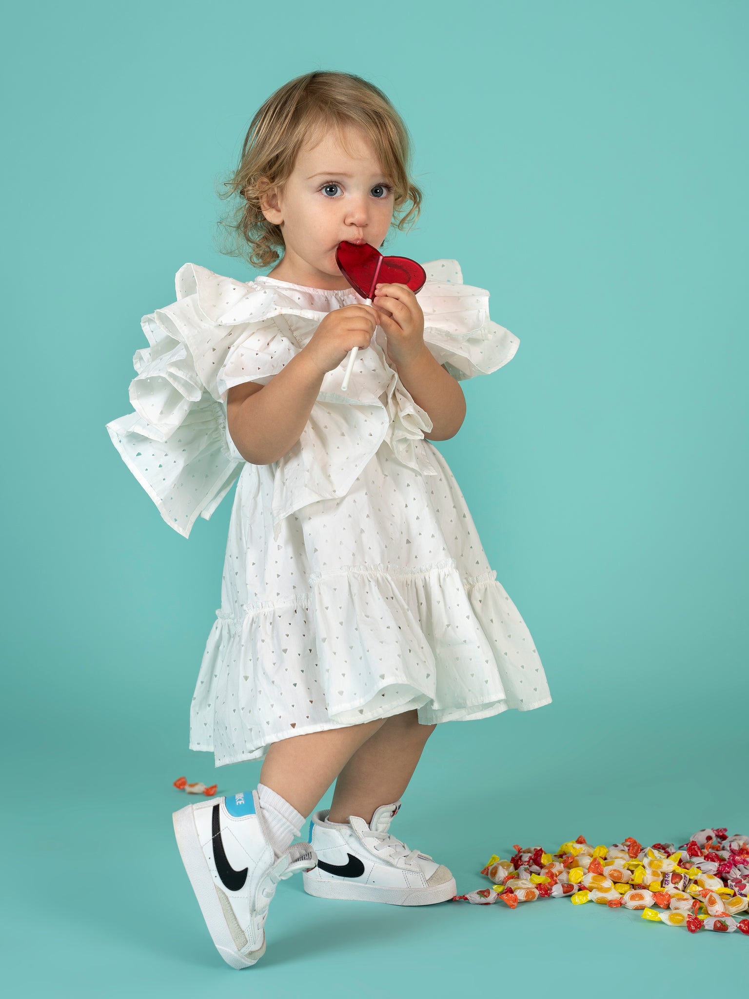 White Matching Kids Dress