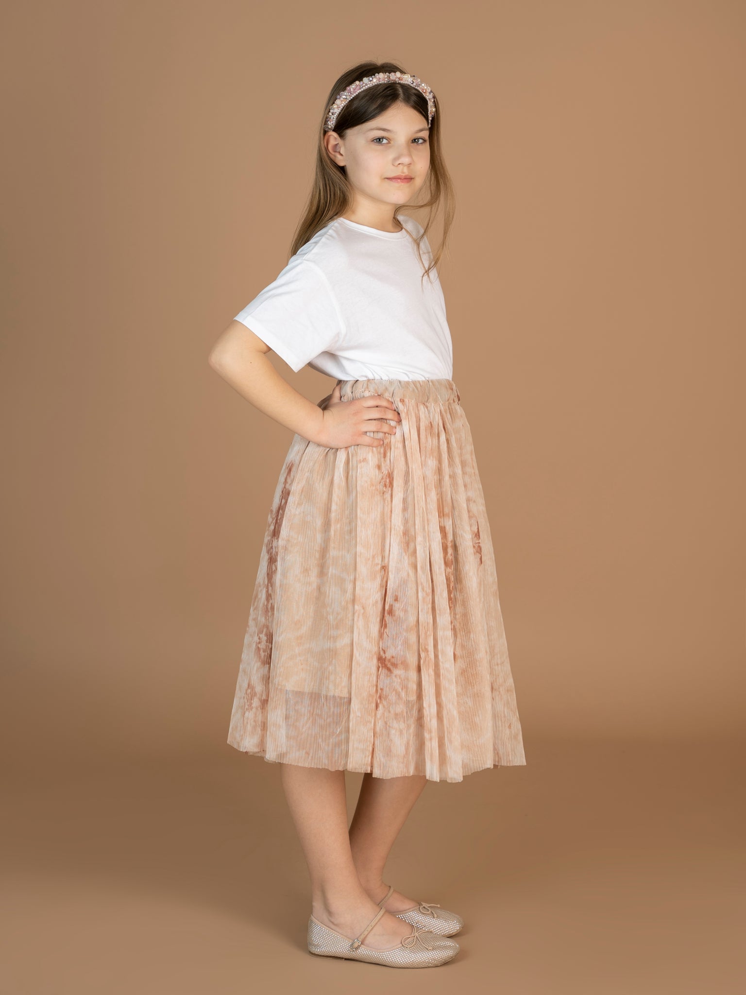 Beige Matching Kids Skirt