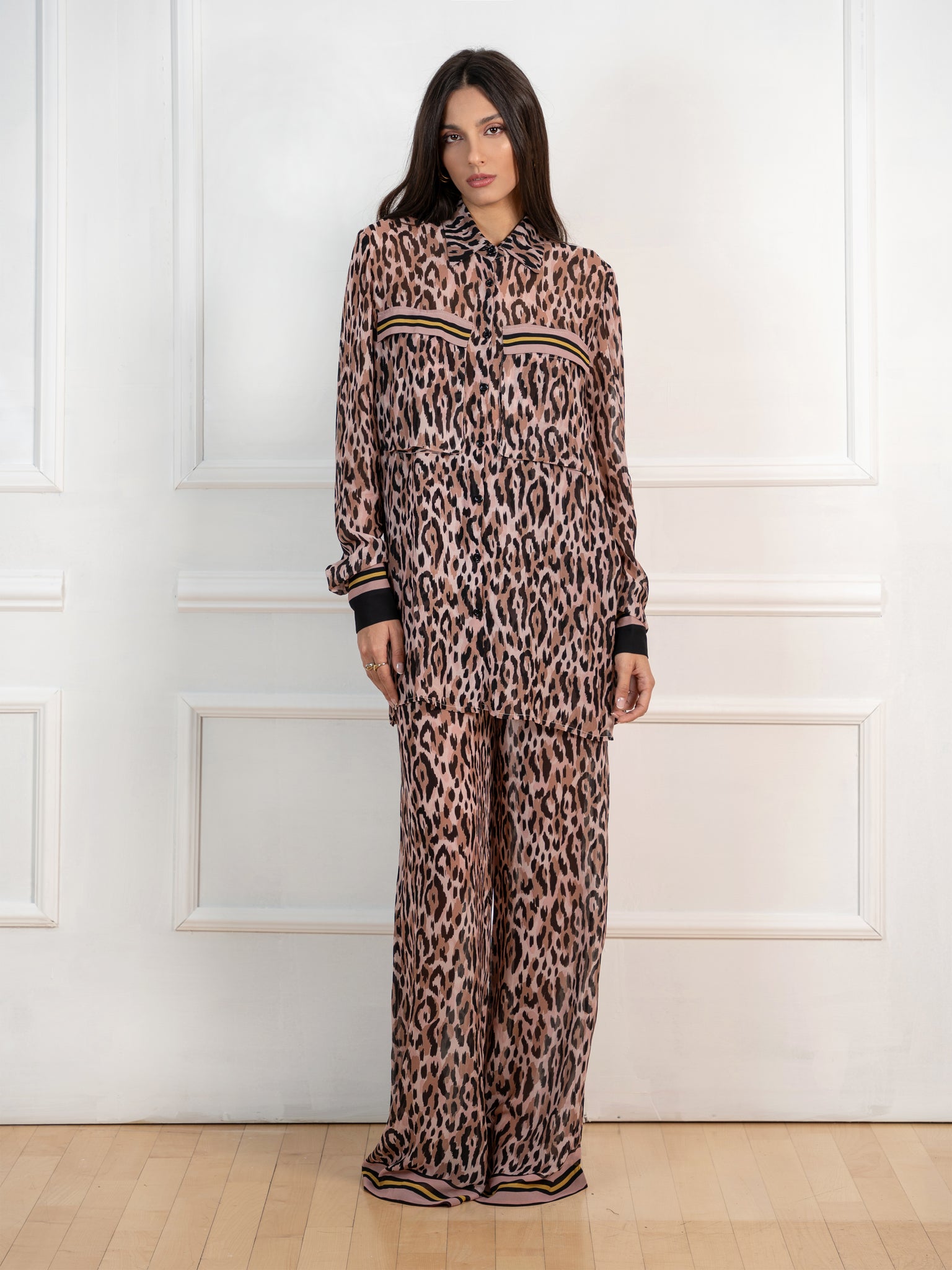 Brown Animal Printed Palazzo Trousers