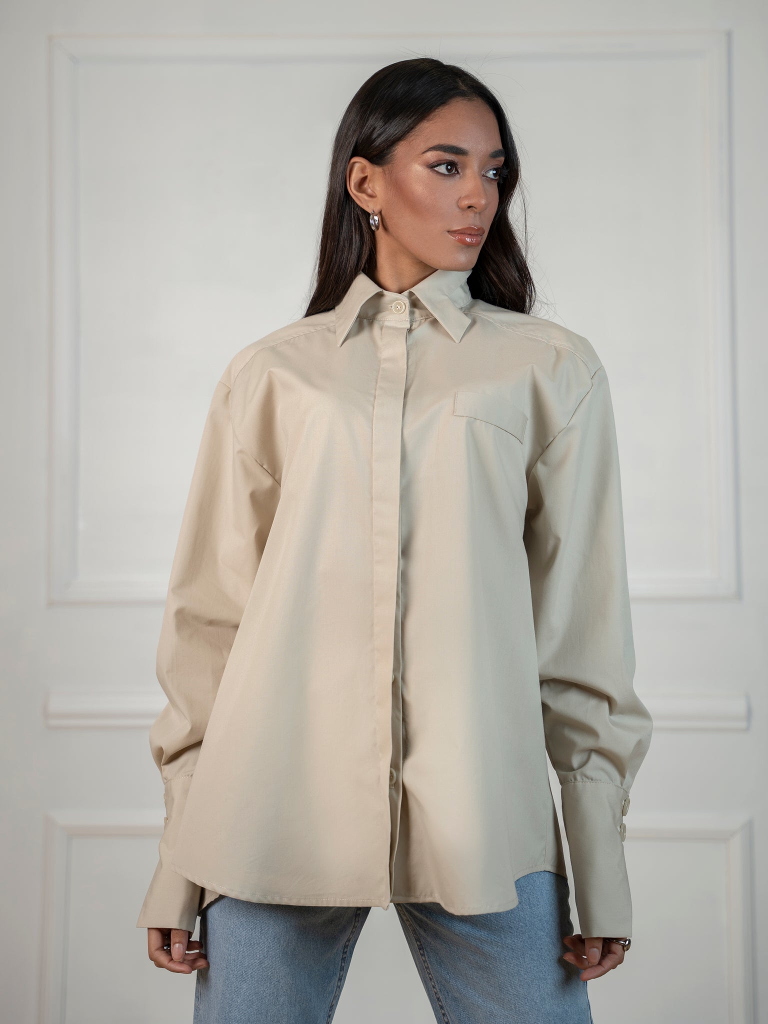 Beige Long Sleeve Shirt