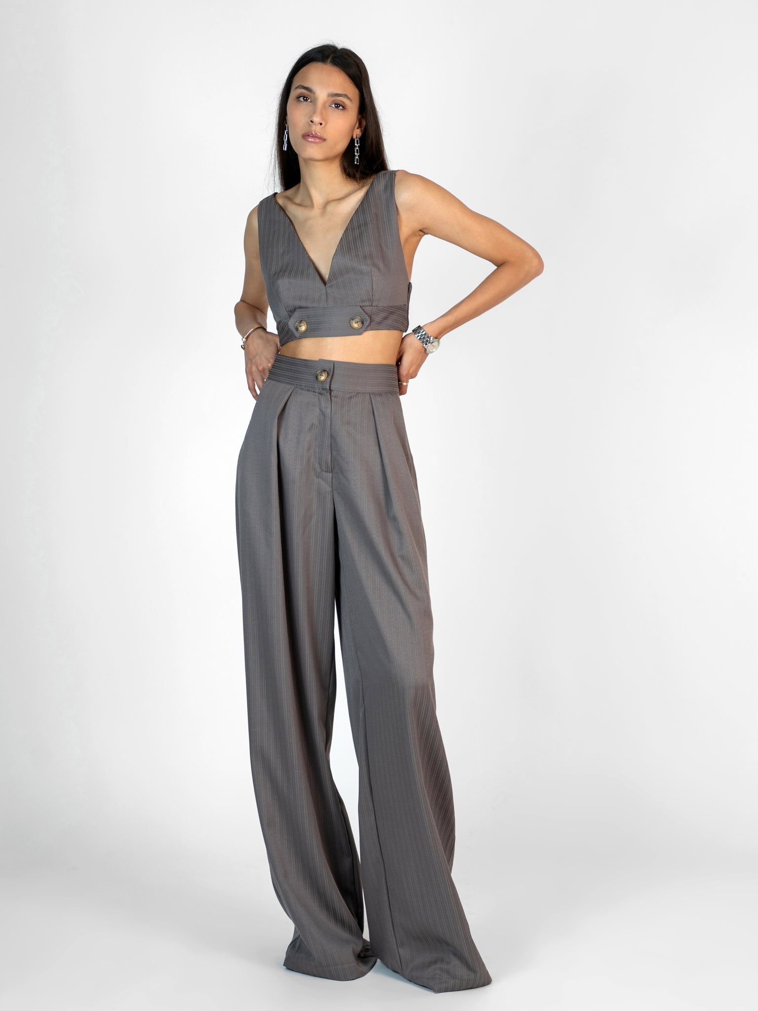 Gray Palazzo Trousers